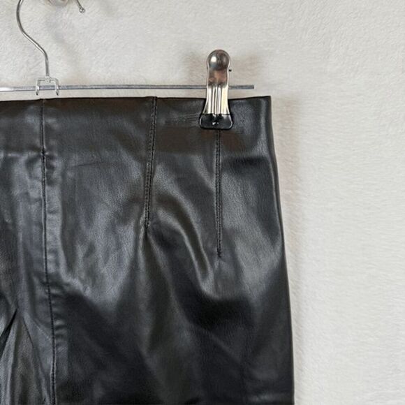 ZARA High Rise Faux Leather Leggings Black Side Zipper Elastic Waist Raw Hem XS - Picture 5 of 13